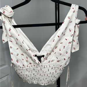 Plunging Neckline Cherry Top